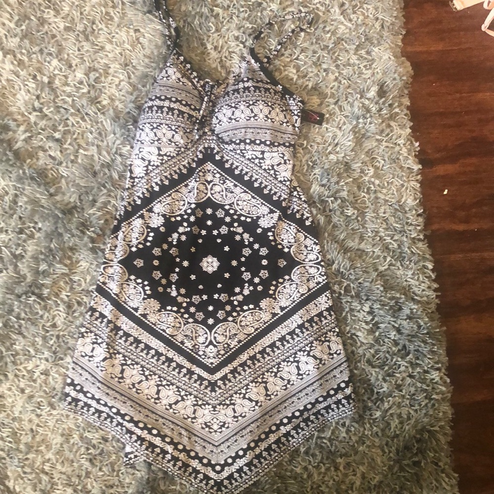 No Boundaries Black and White Paisley Dress